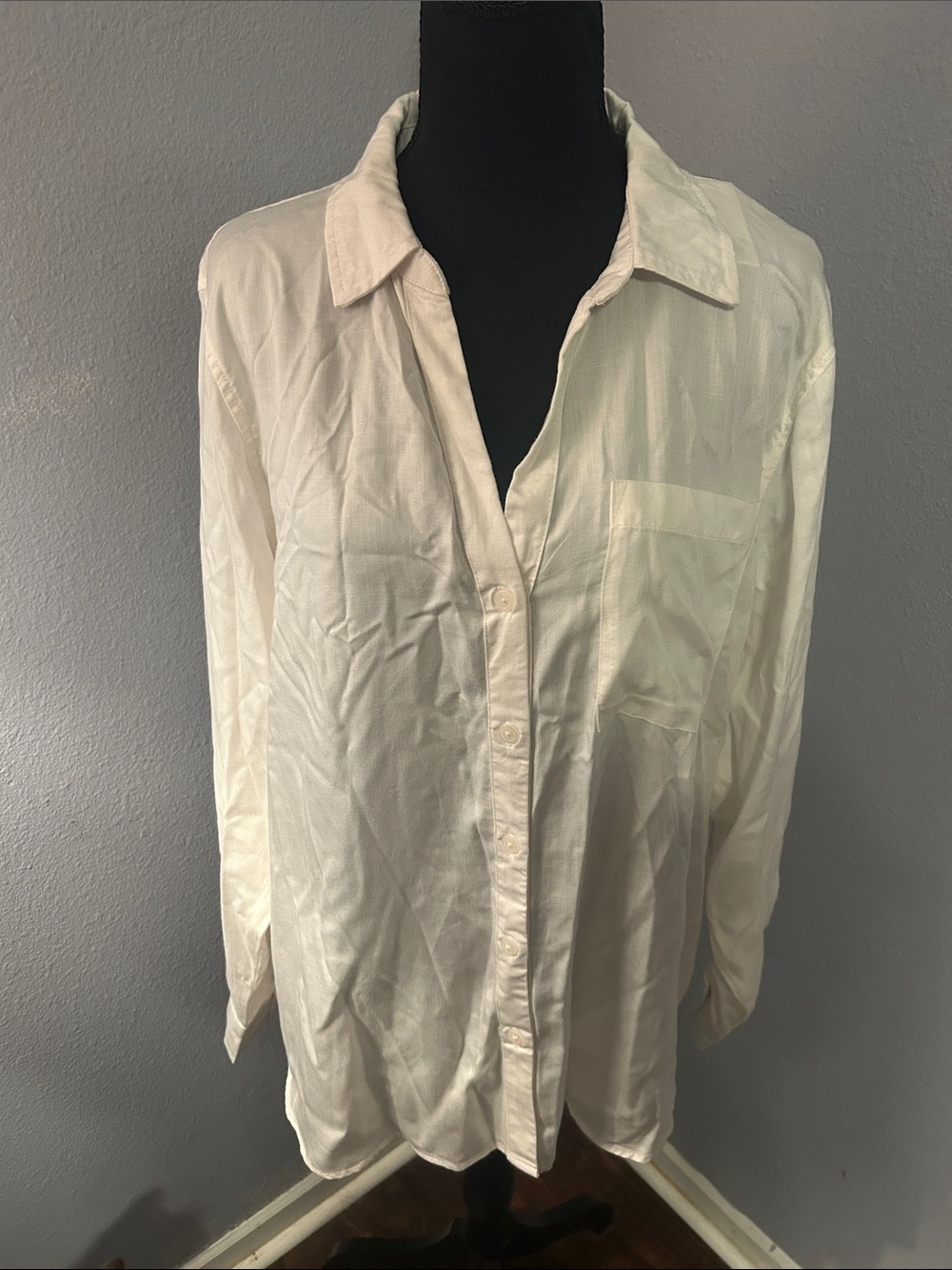 Knox Rose Classic Women White Button-Up Shirt Size Extra Large